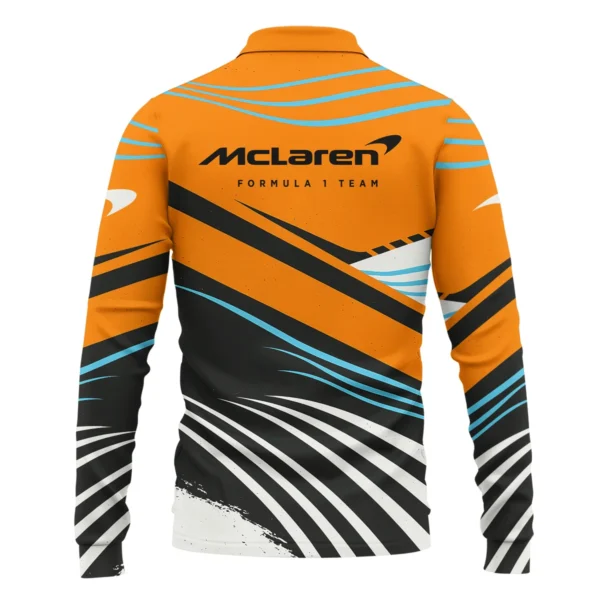 Waves Pattern McLaren F1 Exclusive Long Polo Shirt BLF131525A1LPL - Image 3