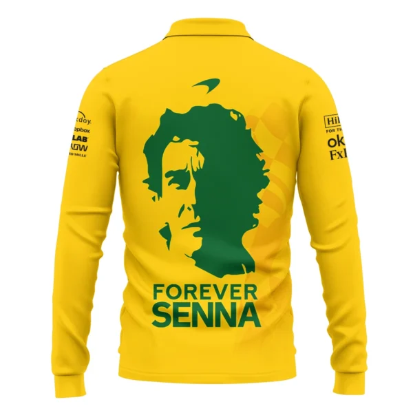 Forever Ayrton Senna McLaren F1 Exclusive Long Polo Shirt BLF13625A2LPL - Image 3