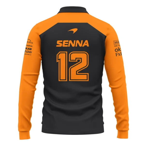 Ayrton Senna The Racing Legend McLaren F1 Exclusive Long Polo Shirt BLF16625A1LPL - Image 3