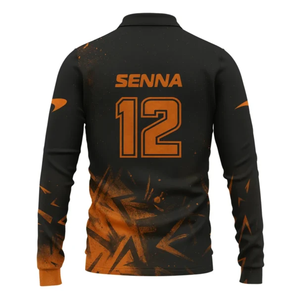Ayrton Senna The Racing Legend McLaren F1 Exclusive Long Polo Shirt BLF16625A3LPL - Image 3