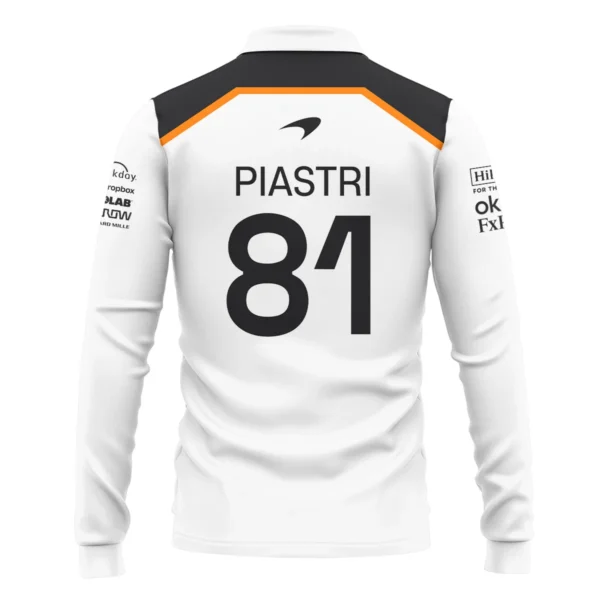 Oscar Piastri OP81 McLaren F1 Exclusive Long Polo Shirt BLF19625A3LPL - Image 3