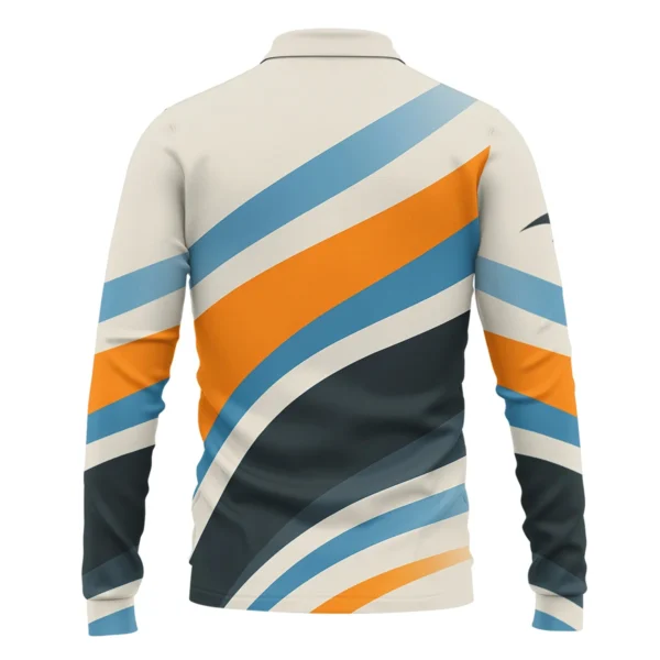 Waves Pattern McLaren F1 Exclusive Long Polo Shirt BLMCL1625A2LPL - Image 3