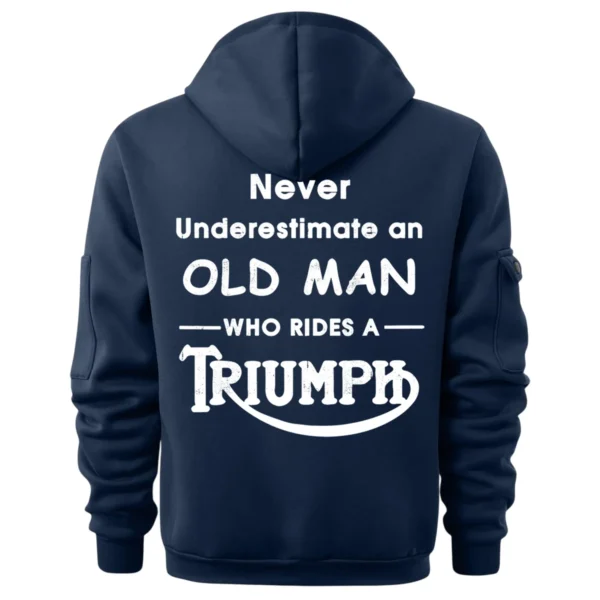 Triumph Motorcycles Exclusive Logo Hoodie Half Zipper QTTRI140425A2 - Navy - Image 3