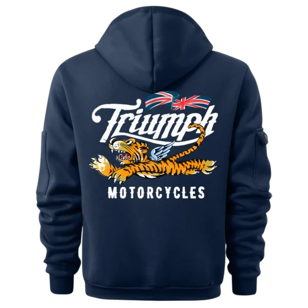 Triumph Motorcycles Exclusive Logo Hoodie Half Zipper QTTRI140425A3 - Navy - Image 3