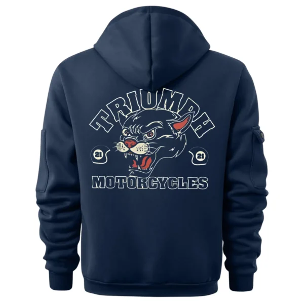 Triumph Motorcycles Exclusive Logo Hoodie Half Zipper QTTRI140425A4 - Navy - Image 3