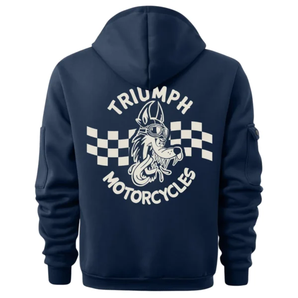 Triumph Motorcycles Exclusive Logo Hoodie Half Zipper QTTRI140425A6 - Navy - Image 3