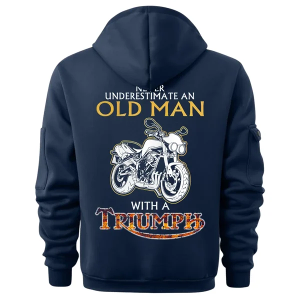 Triumph Motorcycles Exclusive Logo Hoodie Half Zipper QTTRI140425A7 - Navy - Image 3