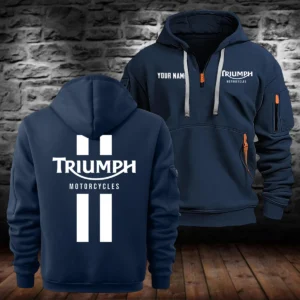 Triumph Motorcycles Exclusive Logo Hoodie Half Zipper QTTRI140425A1 - Navy