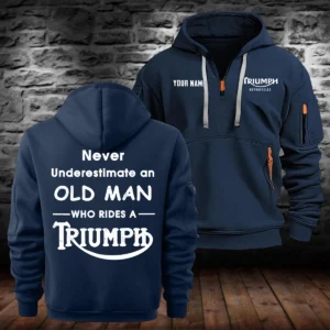 Triumph Motorcycles Exclusive Logo Hoodie Half Zipper QTTRI140425A2 - Navy