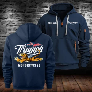 Triumph Motorcycles Exclusive Logo Hoodie Half Zipper QTTRI140425A3 - Navy