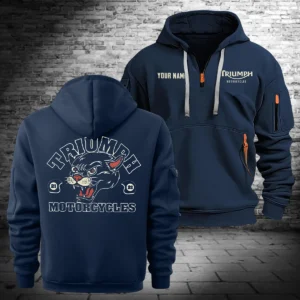 Triumph Motorcycles Exclusive Logo Hoodie Half Zipper QTTRI140425A4 - Navy