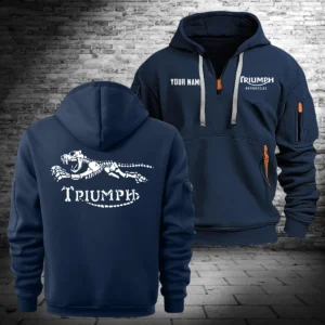 Triumph Motorcycles Exclusive Logo Hoodie Half Zipper QTTRI140425A5 - Navy