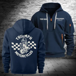 Triumph Motorcycles Exclusive Logo Hoodie Half Zipper QTTRI140425A6 - Navy