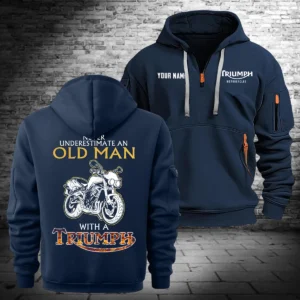 Triumph Motorcycles Exclusive Logo Hoodie Half Zipper QTTRI140425A7 - Navy