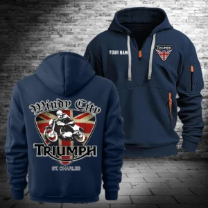 Triumph Motorcycles Exclusive Logo Hoodie Half Zipper QTTRI140425A9 - Navy