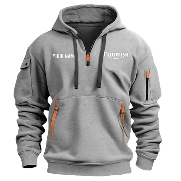 Triumph Motorcycles Exclusive Logo Hoodie Half Zipper QTTRI140425A3 - Gray - Image 2