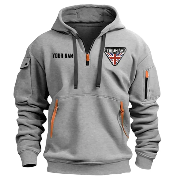 Triumph Motorcycles Exclusive Logo Hoodie Half Zipper QTTRI140425A9 - Gray - Image 2