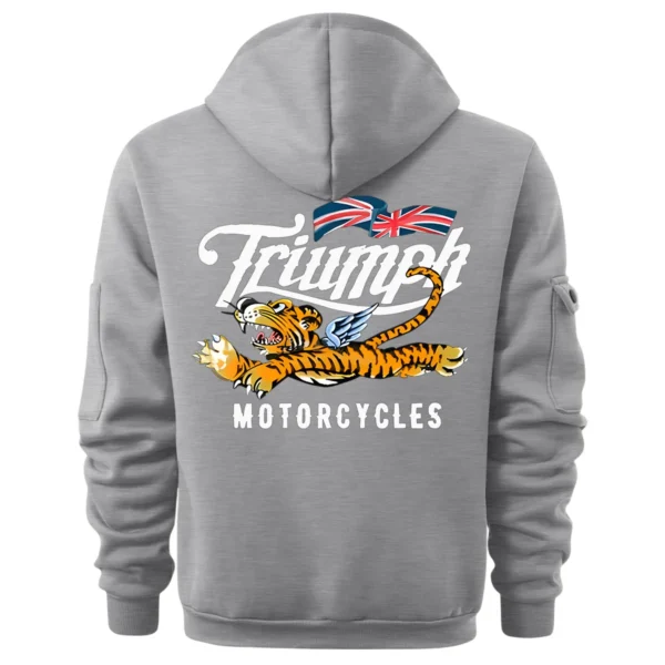 Triumph Motorcycles Exclusive Logo Hoodie Half Zipper QTTRI140425A3 - Gray - Image 3