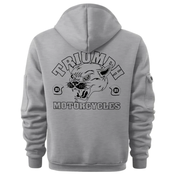 Triumph Motorcycles Exclusive Logo Hoodie Half Zipper QTTRI140425A4 - Gray - Image 3