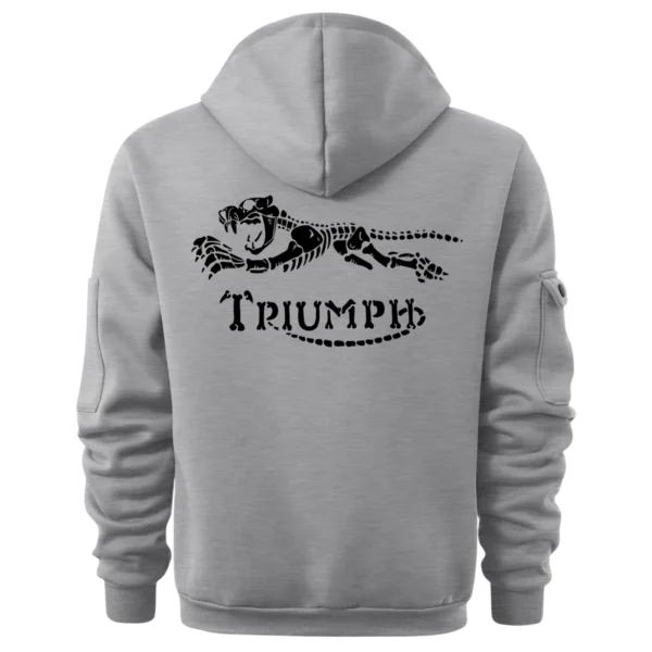 Triumph Motorcycles Exclusive Logo Hoodie Half Zipper QTTRI140425A5 - Gray - Image 3