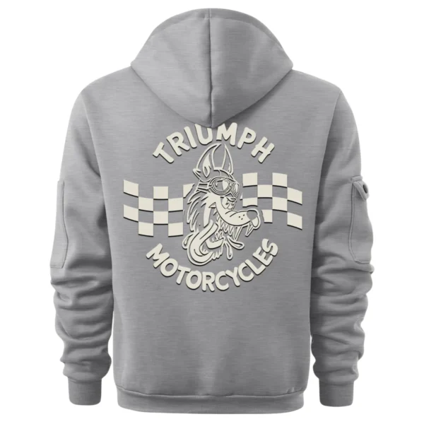 Triumph Motorcycles Exclusive Logo Hoodie Half Zipper QTTRI140425A6 - Gray - Image 3