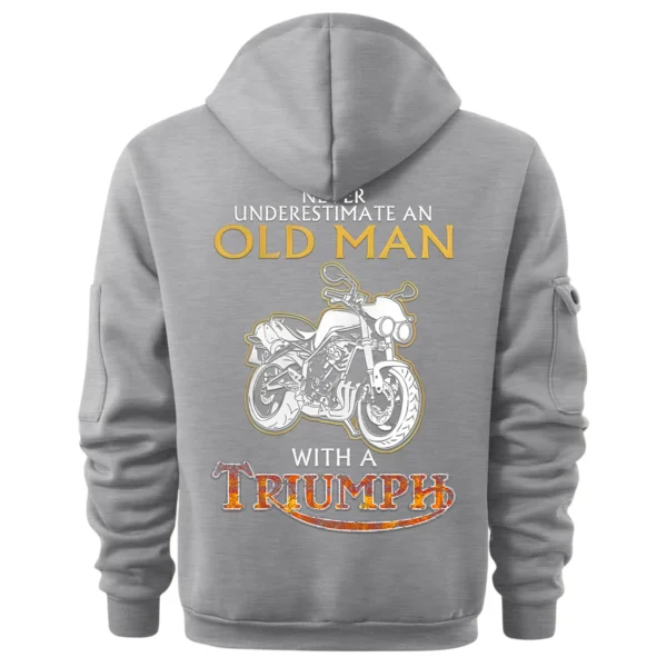 Triumph Motorcycles Exclusive Logo Hoodie Half Zipper QTTRI140425A7 - Gray - Image 3
