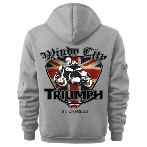 Triumph Motorcycles Exclusive Logo Hoodie Half Zipper QTTRI140425A9 - Gray - Image 3