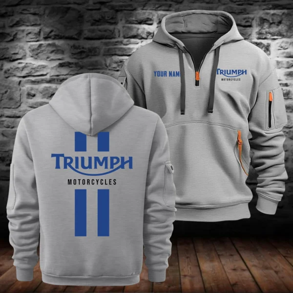 Triumph Motorcycles Exclusive Logo Hoodie Half Zipper QTTRI140425A1 - Gray