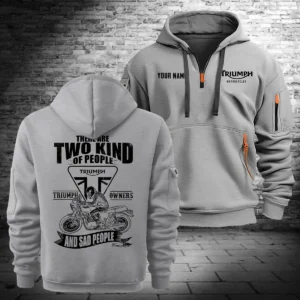 Triumph Motorcycles Exclusive Logo Hoodie Half Zipper QTTRI140425A10 - Gray