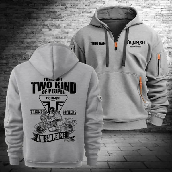 Triumph Motorcycles Exclusive Logo Hoodie Half Zipper QTTRI140425A10 - Gray