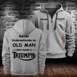 Triumph Motorcycles Exclusive Logo Hoodie Half Zipper QTTRI140425A2 - Gray