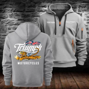 Triumph Motorcycles Exclusive Logo Hoodie Half Zipper QTTRI140425A3 - Gray
