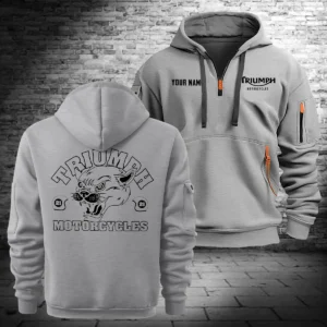 Triumph Motorcycles Exclusive Logo Hoodie Half Zipper QTTRI140425A4 - Gray