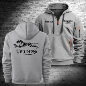 Triumph Motorcycles Exclusive Logo Hoodie Half Zipper QTTRI140425A5 - Gray