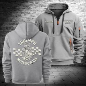 Triumph Motorcycles Exclusive Logo Hoodie Half Zipper QTTRI140425A6 - Gray