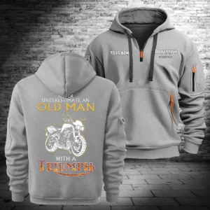 Triumph Motorcycles Exclusive Logo Hoodie Half Zipper QTTRI140425A7 - Gray