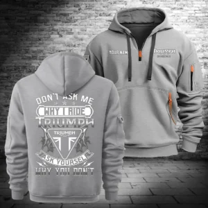Triumph Motorcycles Exclusive Logo Hoodie Half Zipper QTTRI140425A8 - Gray