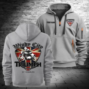 Triumph Motorcycles Exclusive Logo Hoodie Half Zipper QTTRI140425A9 - Gray