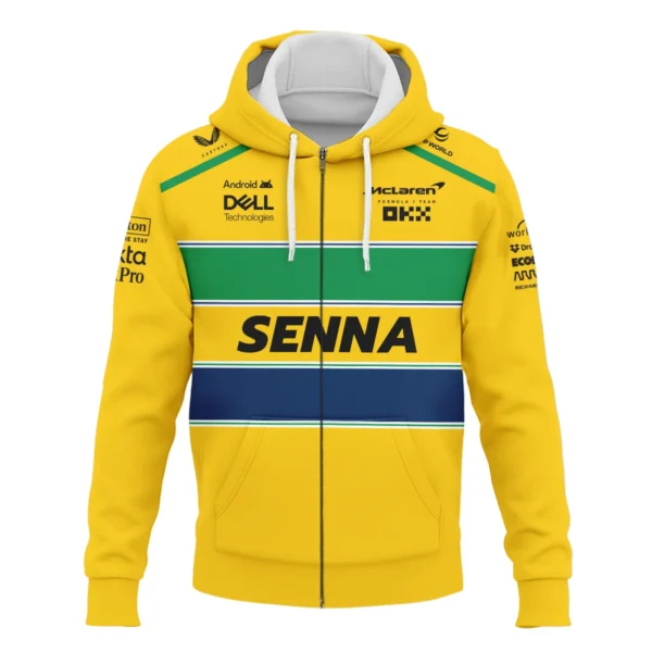 Ayrton Senna Flag And Helmet McLaren F1 Exclusive Zipper Hoodie BLF13625A4ZHD - Image 2