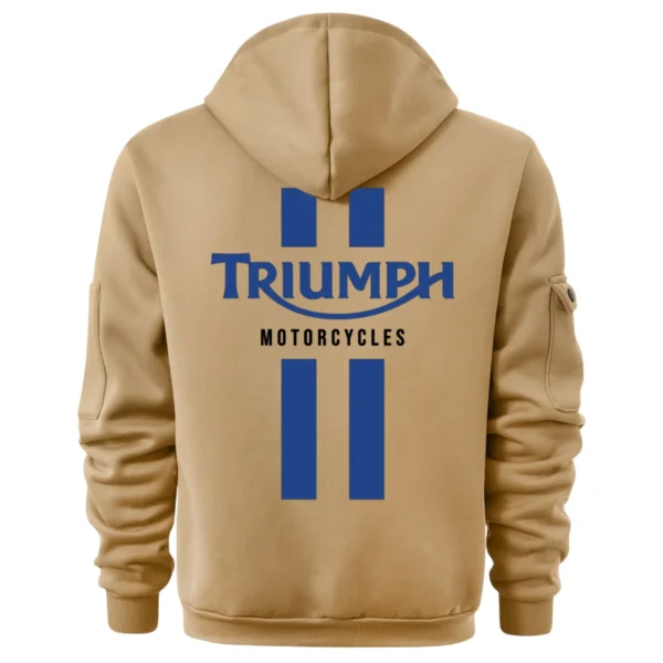 Triumph Motorcycles Exclusive Logo Hoodie Half Zipper QTTRI140425A1 - Khaki - Image 3