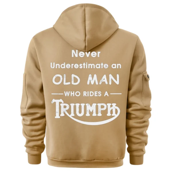 Triumph Motorcycles Exclusive Logo Hoodie Half Zipper QTTRI140425A2 - Khaki - Image 3