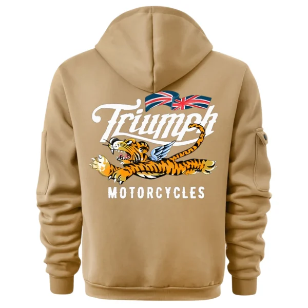 Triumph Motorcycles Exclusive Logo Hoodie Half Zipper QTTRI140425A3 - Khaki - Image 3
