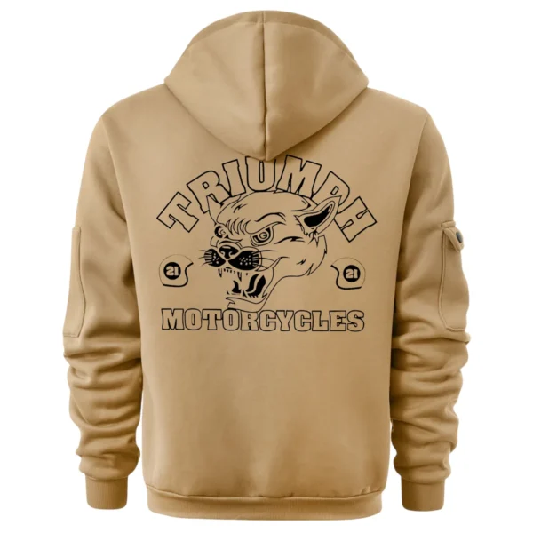 Triumph Motorcycles Exclusive Logo Hoodie Half Zipper QTTRI140425A4 - Khaki - Image 3