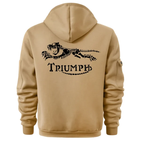 Triumph Motorcycles Exclusive Logo Hoodie Half Zipper QTTRI140425A5 - Khaki - Image 3