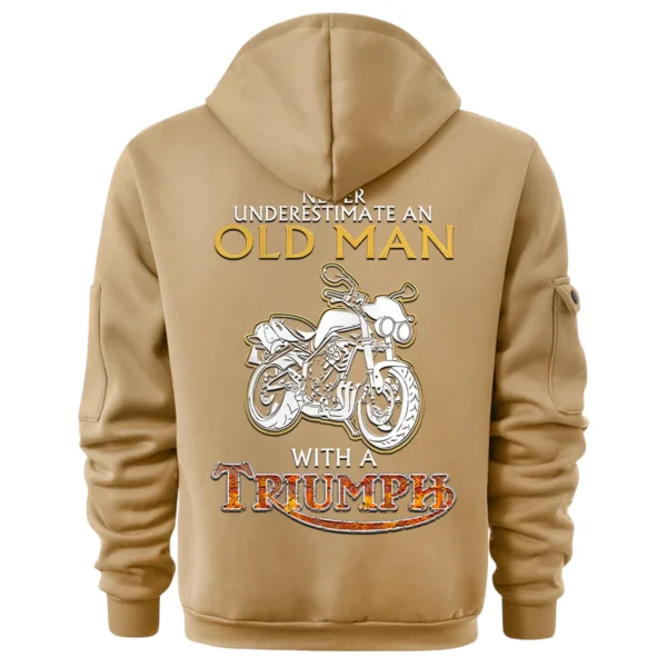 Triumph Motorcycles Exclusive Logo Hoodie Half Zipper QTTRI140425A7 - Khaki - Image 3