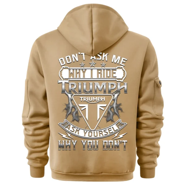 Triumph Motorcycles Exclusive Logo Hoodie Half Zipper QTTRI140425A8 - Khaki - Image 3