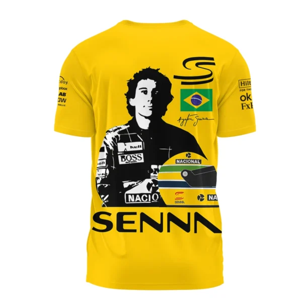 Ayrton Senna Flag And Helmet McLaren F1 Exclusive T-Shirt BLF13625A4TS - Image 3