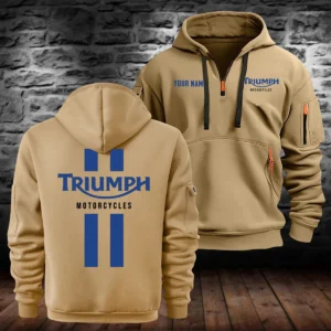Triumph Motorcycles Exclusive Logo Hoodie Half Zipper QTTRI140425A1 - Khaki