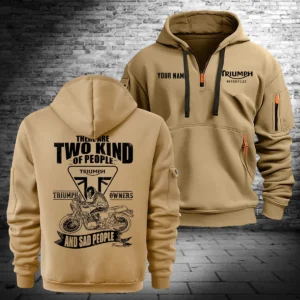 Triumph Motorcycles Exclusive Logo Hoodie Half Zipper QTTRI140425A10 - Khaki