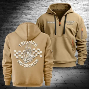Triumph Motorcycles Exclusive Logo Hoodie Half Zipper QTTRI140425A6 - Khaki